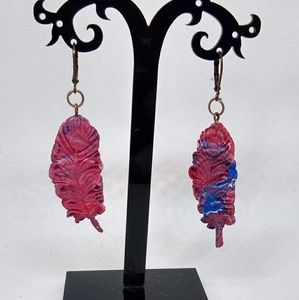 Unique Handmade Polymer Clay Feather Earrings